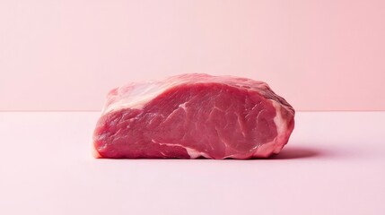 Fresh Raw Pork Loin on Pink Background Close Up View Food Preparation Concept