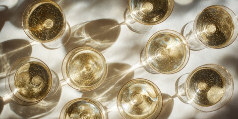 Champagne flutes in sunlight