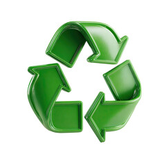 Bright green recycling symbol, 3D design