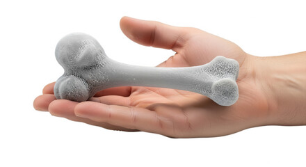 Dog bone toy pet chew bone in hand pet supplies dog toys for aggressive chewers bone shaped toy for dogs on transparent background