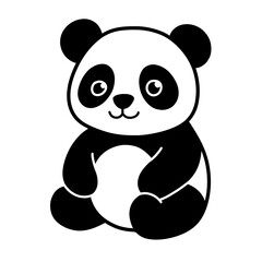 Outline cute illustration of panda