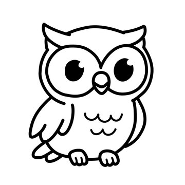 Outline cute illustration of owl