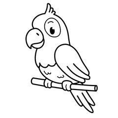 Outline cute illustration of parrot