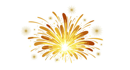 Illustration of a golden firework burst with radiating star accents around