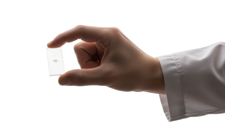 Holding small chip technology innovation microchip future tech semiconductor industry miniaturization on transparent background