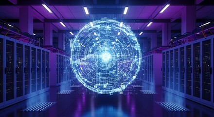 Digital Sphere in Server Room.