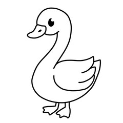 Outline cute illustration of swan