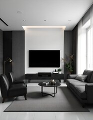 hyper realistic morden living room interior design a generative ai. 