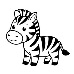 Outline cute illustration of zebra
