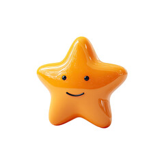 A cheerful, orange star emoticon with a smile