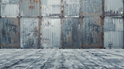 Rustic industrial interior gray metal panels