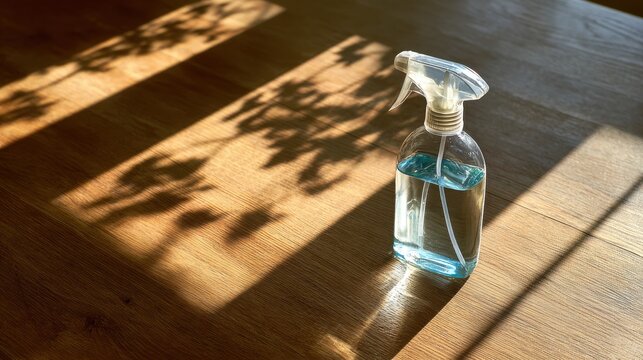 ultra quality smoth shadow Sanitizing Kitchen Table with Disinfectant Spray for Covid19 Prevention and Hygiene Maintenance.