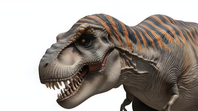 Realistic Tyrannosaurus Rex 3D Render Fierce Prehistoric Predator Close-Up on White Background