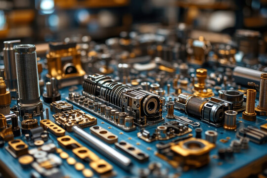 Close-up of computer motherboard with various parts interconnected.