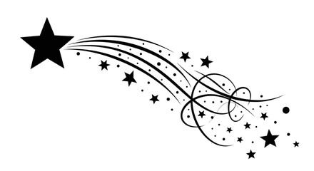 Vector art of shooting star with sparkles and swirls