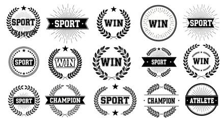 Vector art of collection of sport and win emblems and badges