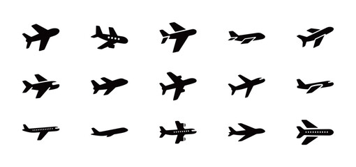 Airplane Vector Icons, A Set of Different Plane Symbols Representing Travel, Flight, and Transportation