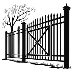 Fence with gate silhouette