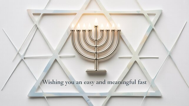 Yom Kippur greeting with Menorah and Star of David.