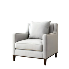 Obraz premium Comfortable armchair with cushion isolated on transparent background, a stylish and cozy seating option for living room