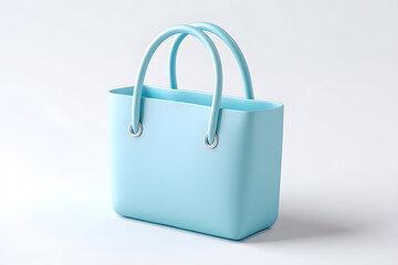 Soft pastel blue 3D shopping bag with handles. Perfect retail, fashion, e-commerce, store and consumer purchase symbol for apps and commerce design.