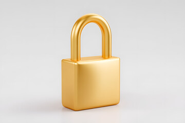 Golden pastel 3D padlock icon isolated on background. Security, privacy, protection, safe account, and online safety symbol for modern apps.