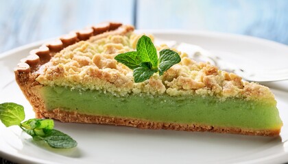 one slice of traditional south african peppermint crisp tart