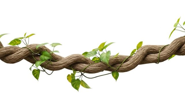 Tropical vine with green leaves isolated on white background nature jungle