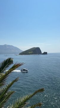 beautiful view from the high bank on the coast in Montenegro