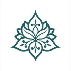 Abstract Ornamental Floral Motif Line Vector Template