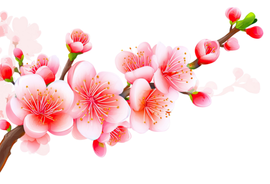 Delicate pink blossoms on a branch, soft pastel colors