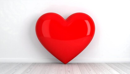 Red heart on white background