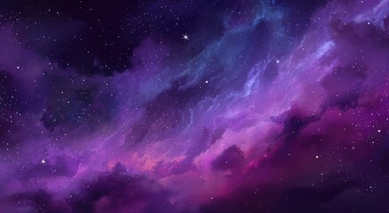 Fototapeta premium Vast, swirling nebulae of purple, pink, and blue hues, dotted with distant stars, create a mesmerizing cosmic landscape