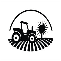 Farm Tractor Silhouette Vector Illustration