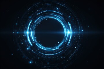 Abstract glowing blue circular rings