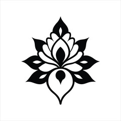 Floral Ornamental Motif Line Art Vector Illustration