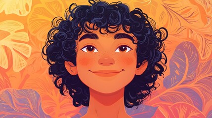 Smiling Cartoon Portrait A Joyful Illustration of a Young Person