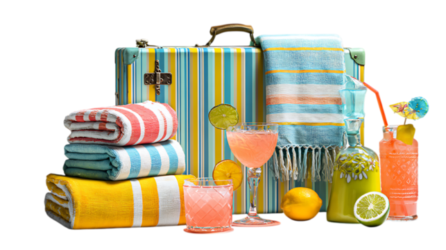 still life with towel and bottle of water