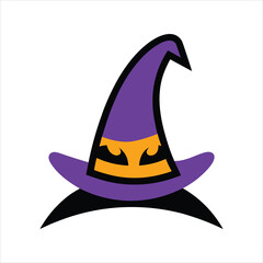Halloween Funny Witch Hat Logo Vector Icon