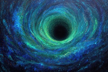 Obraz premium A swirling vortex of cosmic colors funnels towards a black void