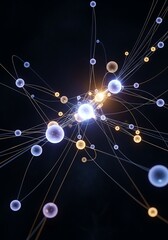 Abstract illustration of interconnected spheres in a network structure.