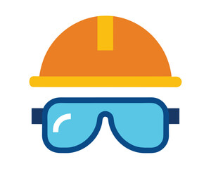 Safety Gear Icon Hard Hat and Goggles