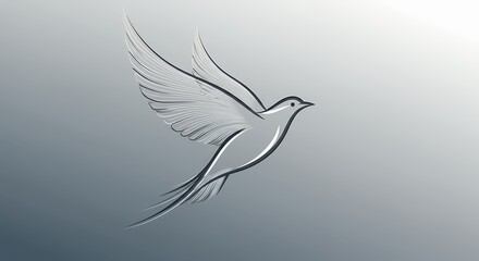 Simple illustration of a dove in flight against a gradated background