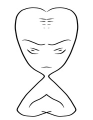 Human figure meditating illustration black out line peace full imotions white background