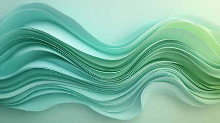 Fototapeta premium Green Layered Abstract Waves with Modern Design Aesthetic
