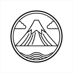 Volcano Icon Vector Line Art Illustration