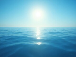 Obraz premium Bright Blue Ocean with Ripples under Sunny Skies Reflecting Sunlight on the Water Surface