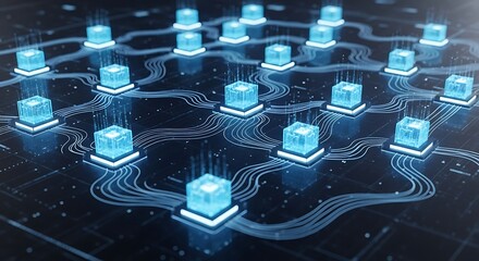 Interconnected Glowing Cubes Network.