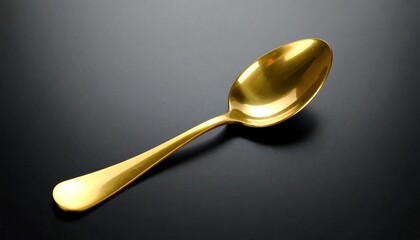Golden spoon on dark background