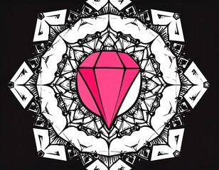 Pink diamond in intricate mandala